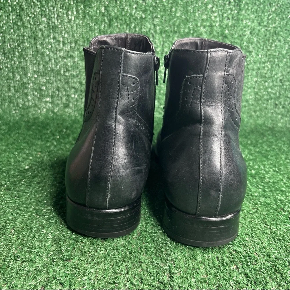 Johnston &‎ Murphy Mens Size 12 M Black Leather Side Zip Chelsea Boots EUC
